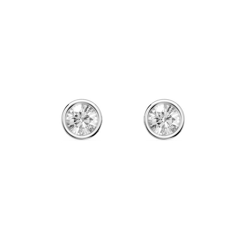 Bezel Stud Earrings with 0.40ct of Laboratory Grown Diamonds in Sterling Silver and Platinum Bevilles Jewellers 