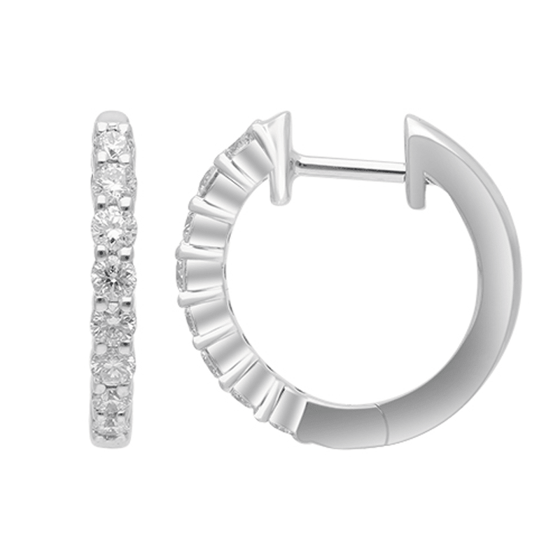 Single Row Hoop Earrings with 1/2ct of Laboratory Grown Diamonds in Platinum and Sterling Silver Bevilles Jewellers 