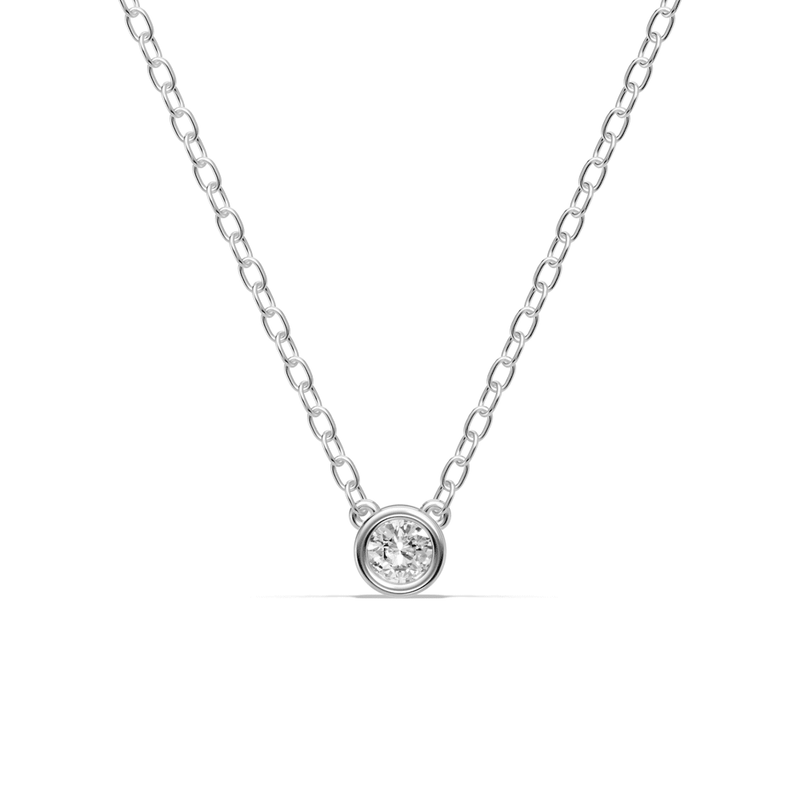 Bezel Pendant Necklace with 0.10ct of Laboratory Grown Diamonds in Sterling Silver and Platinum Bevilles Jewellers 