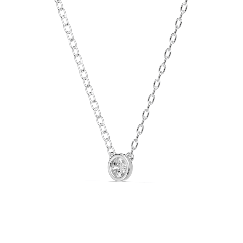 Bezel Pendant Necklace with 0.10ct of Laboratory Grown Diamonds in Sterling Silver and Platinum Bevilles Jewellers 