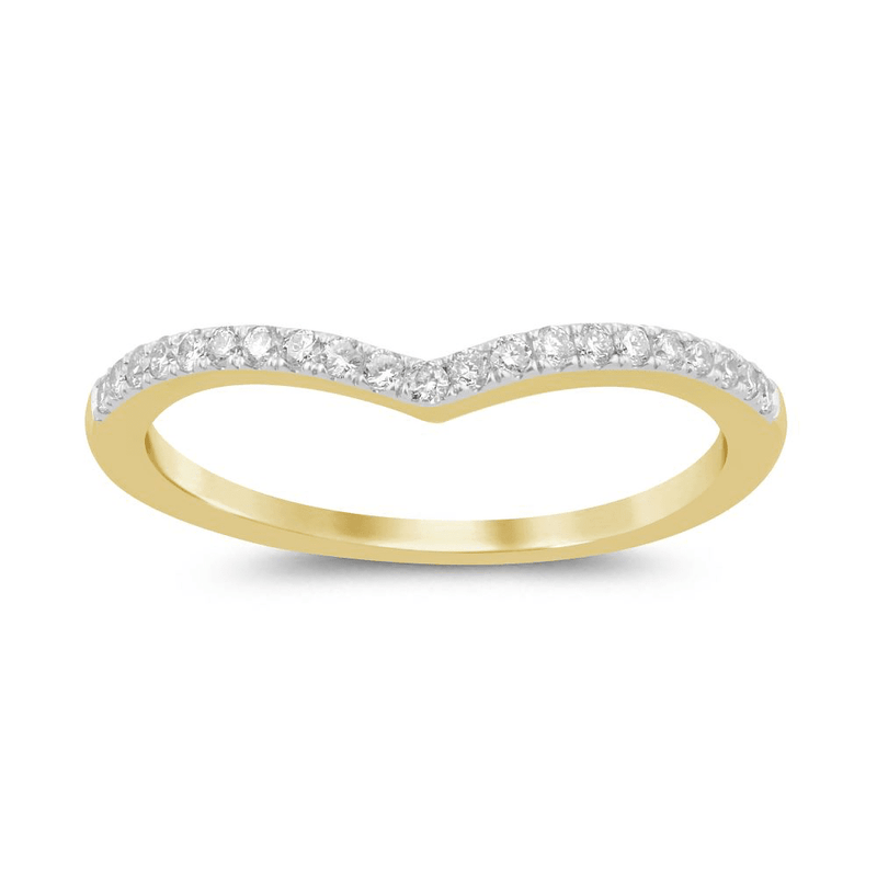 Chevron Ring with 0.15ct of Diamonds in 9ct Yellow Gold Bevilles Jewellers 