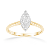 Marquise Shape Ring with 0.05ct of Diamonds in 9ct Yellow Gold Bevilles Jewellers 