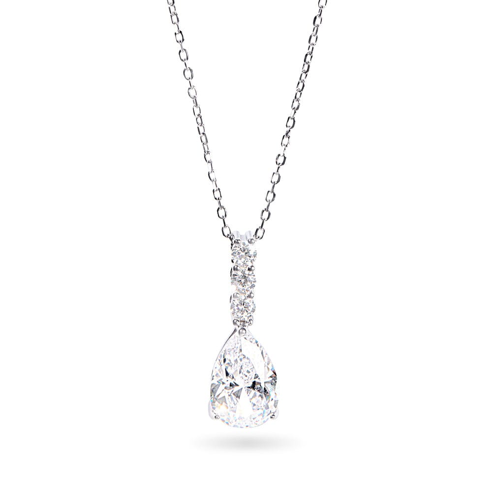 Drop Necklace with Cubic Zirconia in Sterling Silver Bevilles Jewellers 