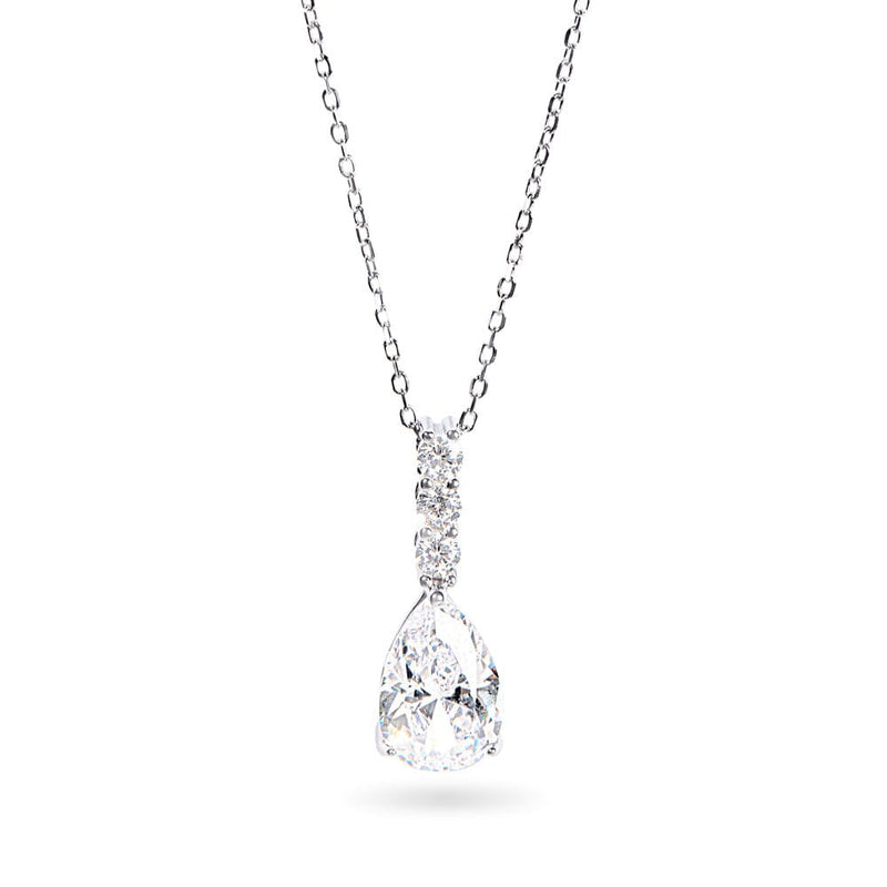 Drop Necklace with Cubic Zirconia in Sterling Silver Bevilles Jewellers 