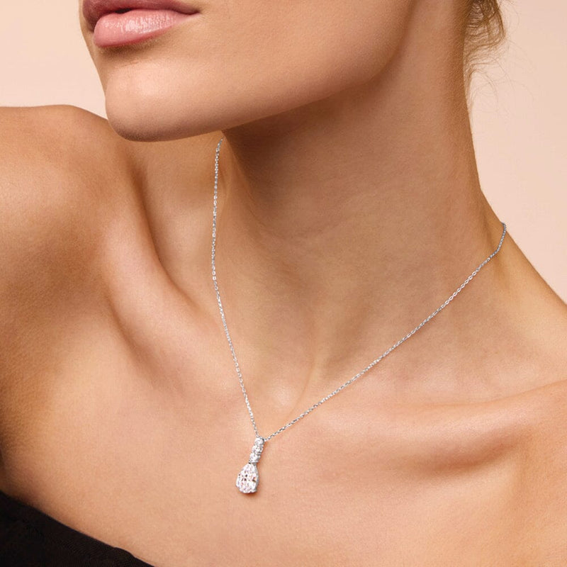 Drop Necklace with Cubic Zirconia in Sterling Silver Bevilles Jewellers 