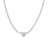 38cm Pave Heart Necklace with Cubic Zirconia in Sterling Silver Necklaces Bevilles 