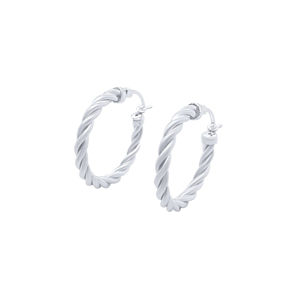 25mm Tight Twist Hoop Earrings in Sterling Silver – Bevilles Jewellers