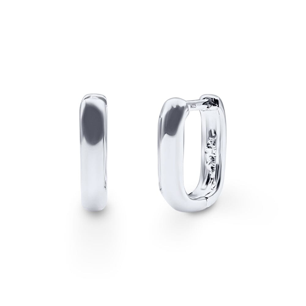 Tube Paperclip Huggie Earrings in Sterling Silver Earrings Bevilles Jewellers 