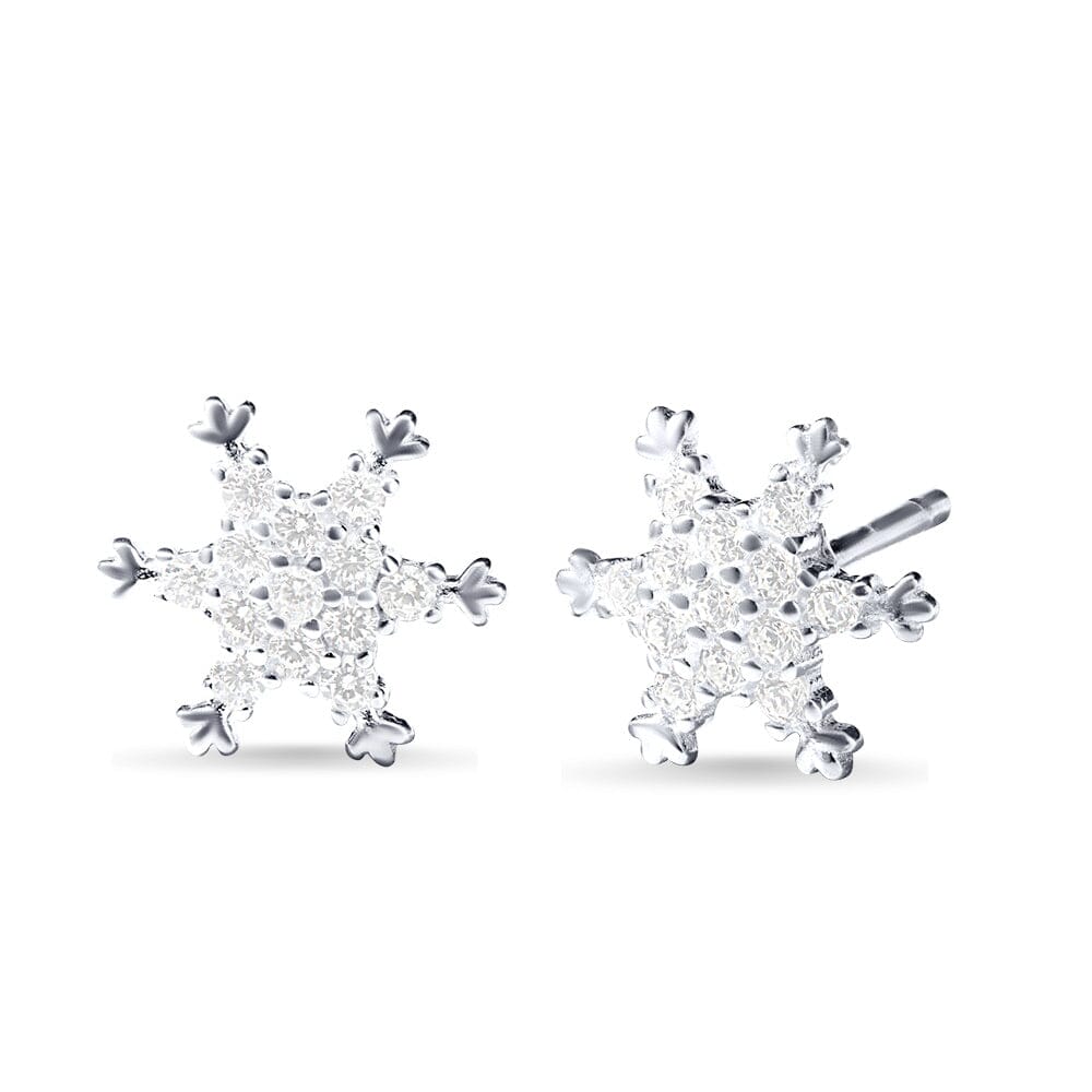 Snowflake Stud Earrings with Cubic Zirconia in Sterling Silver Bevilles Jewellers 