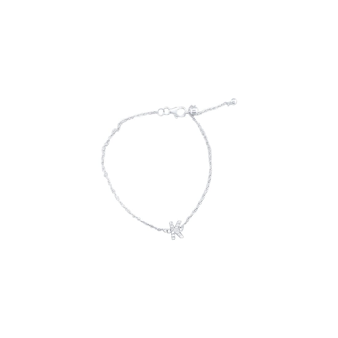 19cm Initial K Bracelet with Cubic Zirconia in Sterling Silver Bracelets Bevilles 