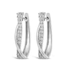 Diamond Set Crossover Hoop Earrings in Sterling Silver Earrings Bevilles Jewellers 