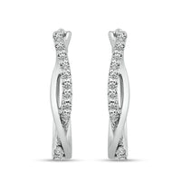 Diamond Set Crossover Hoop Earrings in Sterling Silver Earrings Bevilles Jewellers 