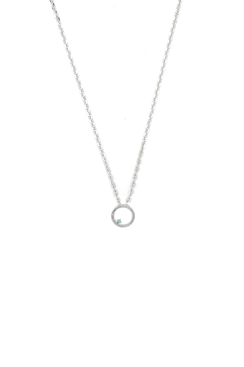 OPAL GLOW BLUE CREATED OPAL CIRCLE PENDANT SILVER Bevilles Jewellers 