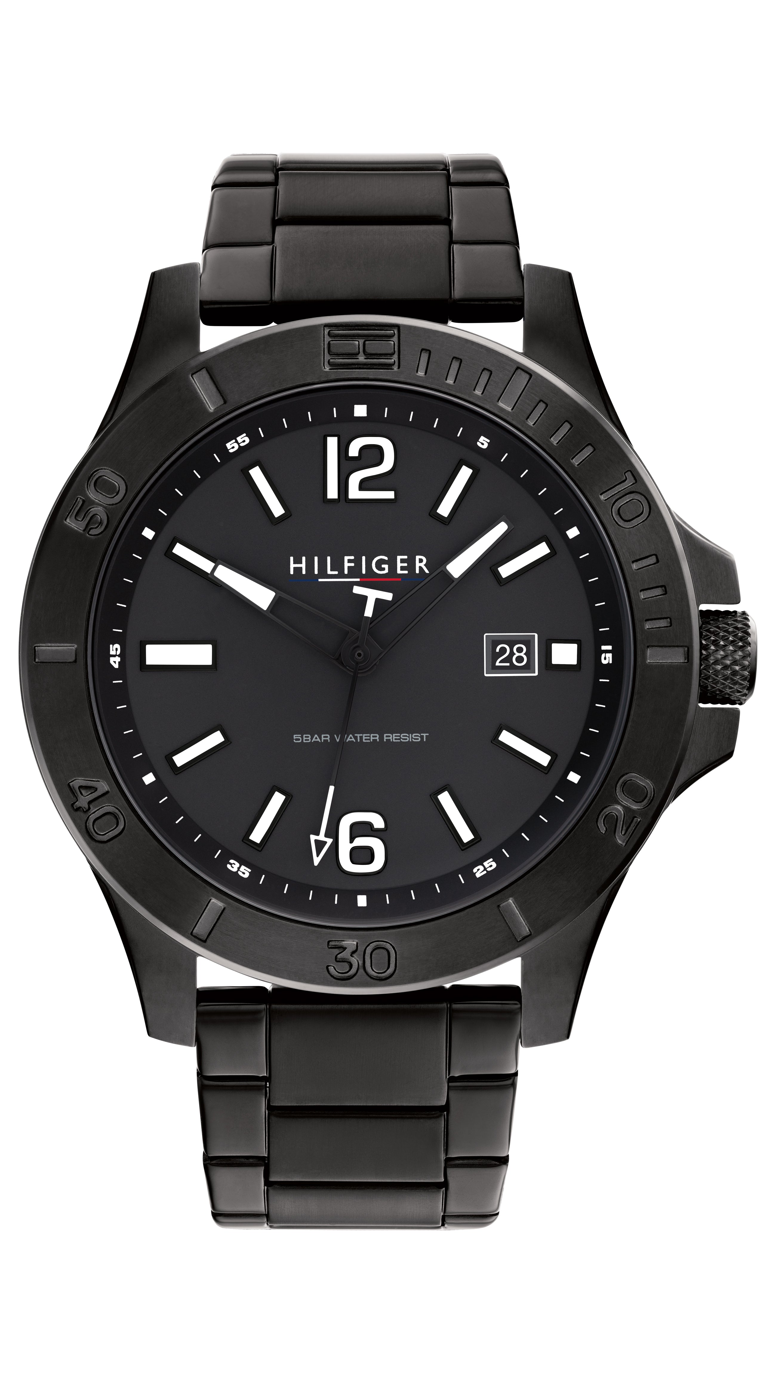 Tommy Hilfiger Watch With 46mm cheapest Black Chronograph Face & Black Leather Band