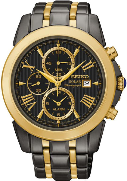 Seiko Le Grand Solar 100M Black Gold Steel Watch Bevilles