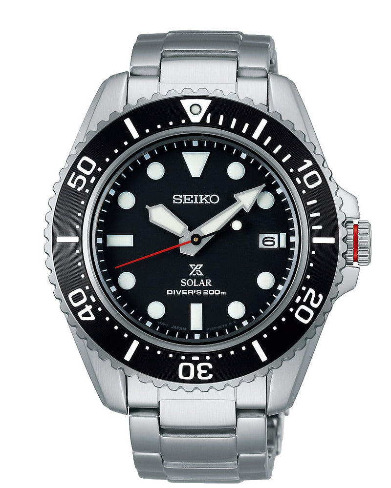 Seiko Prospex Solar Silver and Black Men's Diver's Watch SNE589P Watches Seiko 