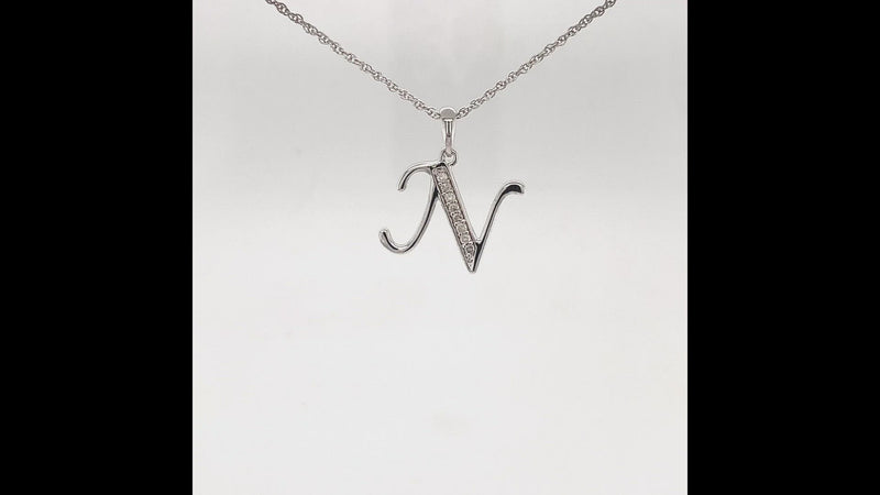 Diamond Initial Necklace in Sterling Silver