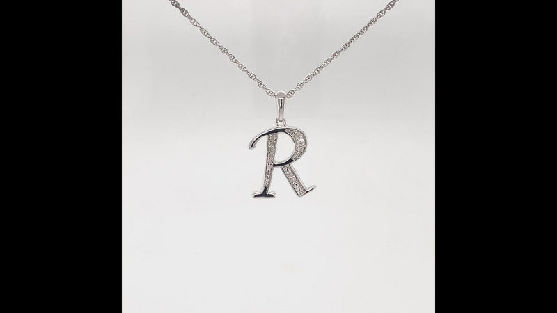 Diamond Initial Necklace in Sterling Silver