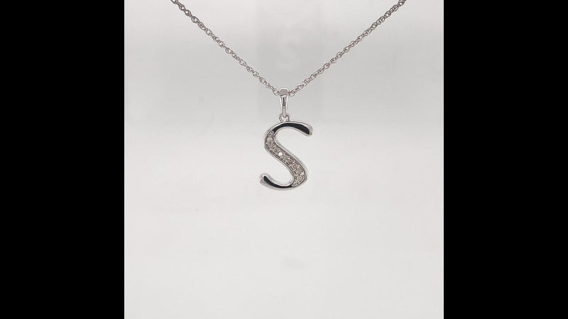 Diamond Initial Necklace in Sterling Silver