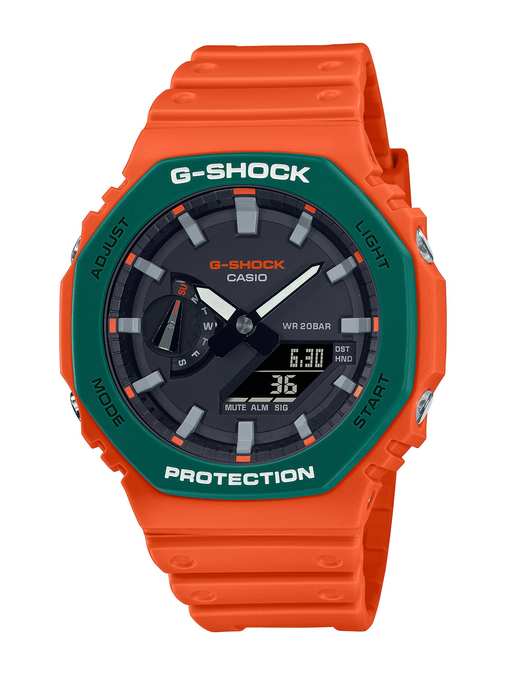 Casio G Shock Orange and Green Men s Watch GA2110SC 4A Bevilles Jewellers