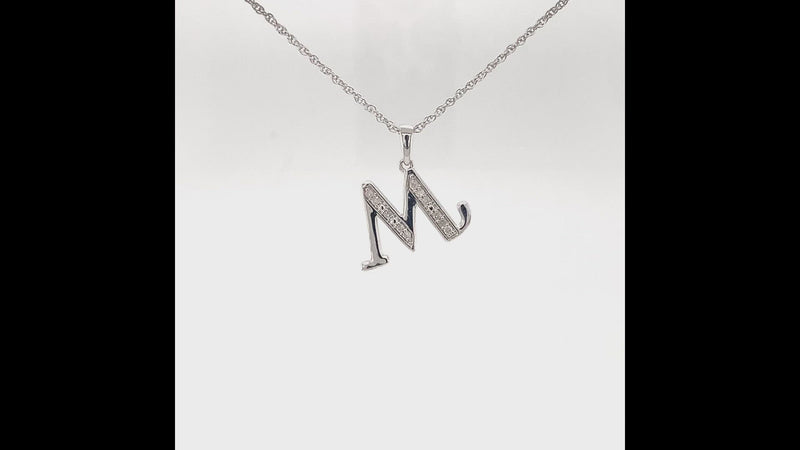 Diamond Initial Necklace in Sterling Silver