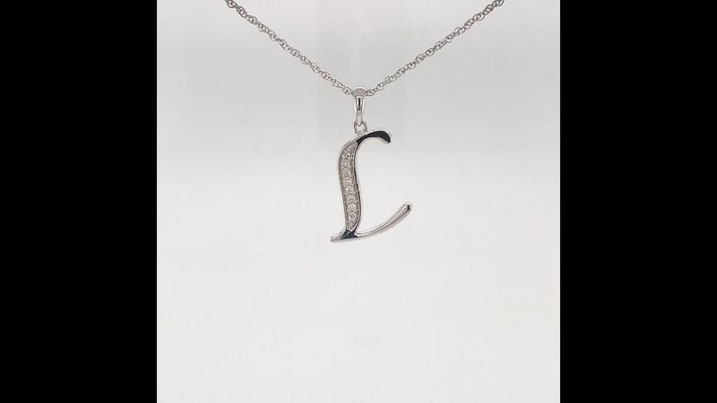 Diamond Initial Necklace in Sterling Silver