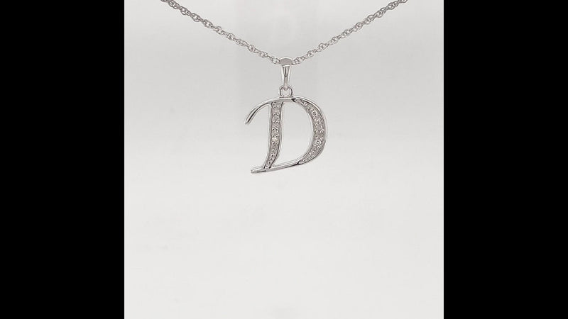 Diamond Initial Necklace in Sterling Silver