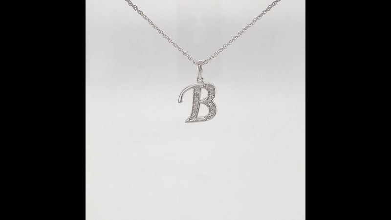 Diamond Initial Necklace in Sterling Silver