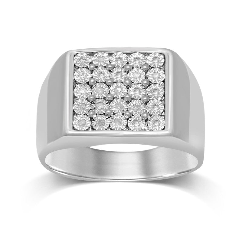 Men's Diamond Square Ring in Sterling Silver – Bevilles Jewellers