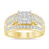 Halo Square Look Ring with 1.00ct of Diamonds in 9ct Yellow Gold Rings Bevilles 