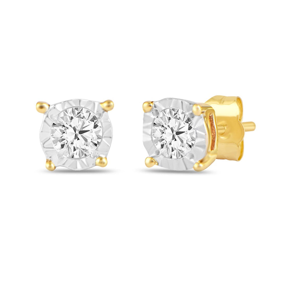 Tia Diamond Miracle Halo Stud Earrings in 9ct Yellow Gold – Bevilles ...