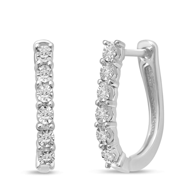 Hoop Earrings with 0.05ct of Diamonds in 9ct White Gold Earrings Bevilles 