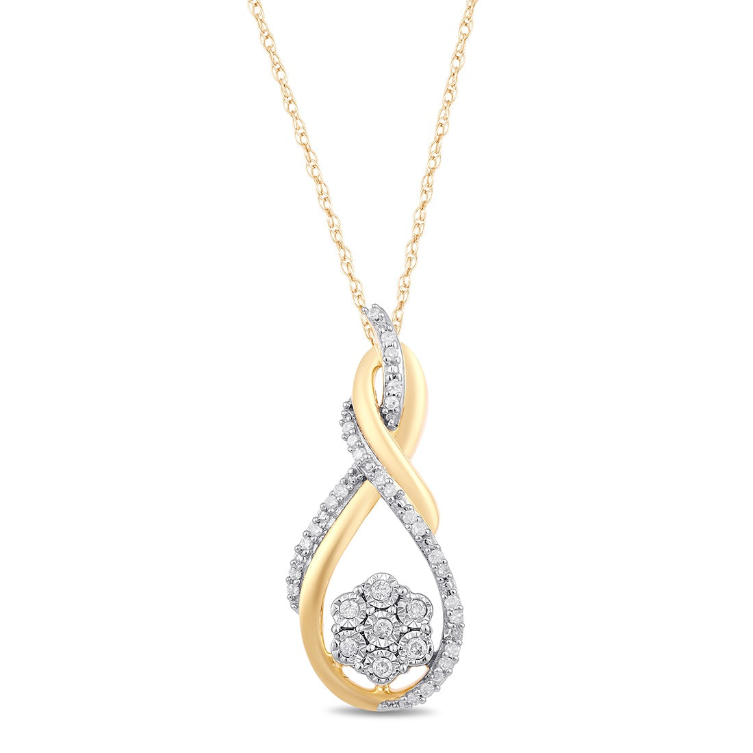 Miracle Flower Diamond Necklace in 9ct Yellow Gold Necklaces Bevilles 