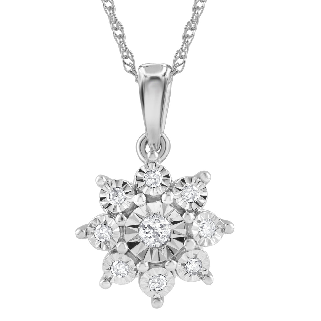 9ct White Gold 0.10ct Diamond Star Necklace – Bevilles Jewellers