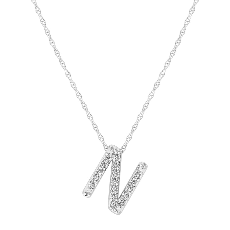 Diamond Initial Slider Necklace in Sterling Silver Necklaces Bevilles N 