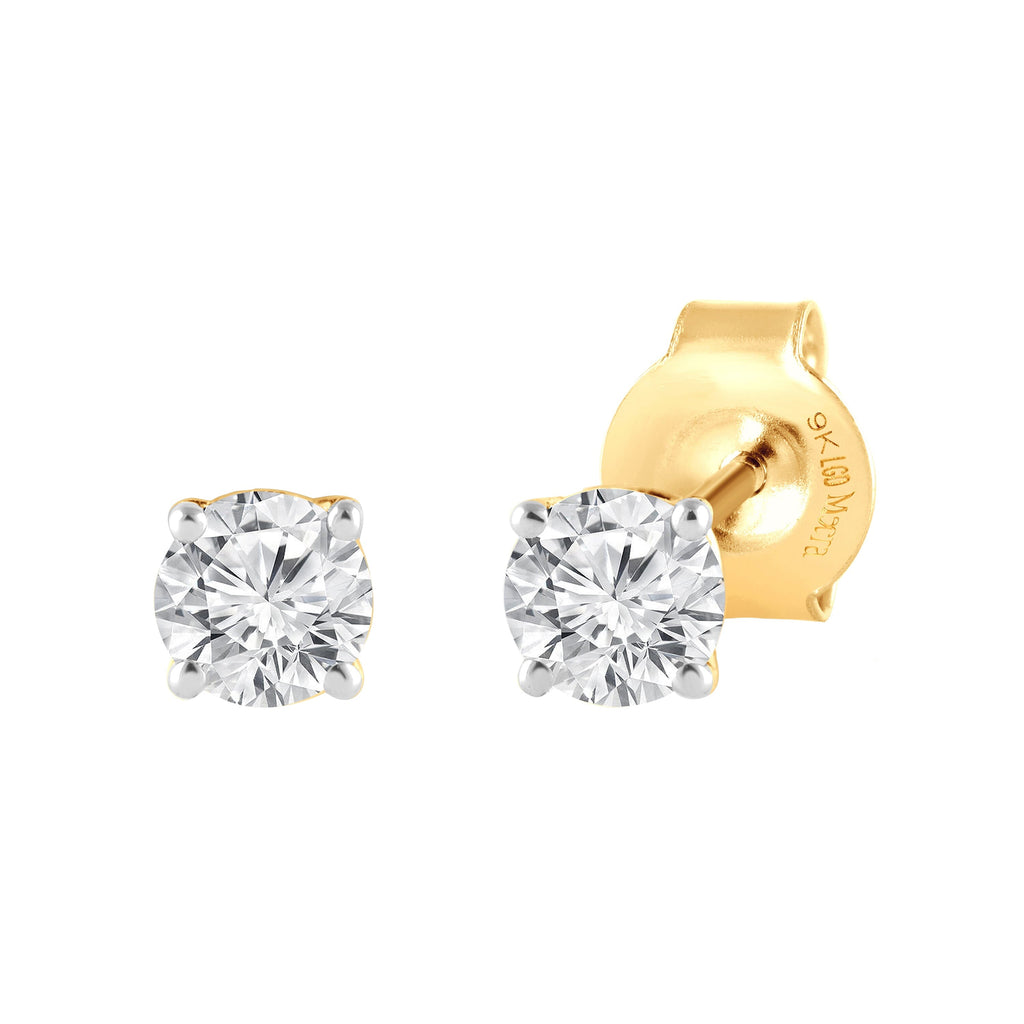 Meera 1/5ct Laboratory Grown Solitaire Diamond Earrings in 9ct Yellow ...