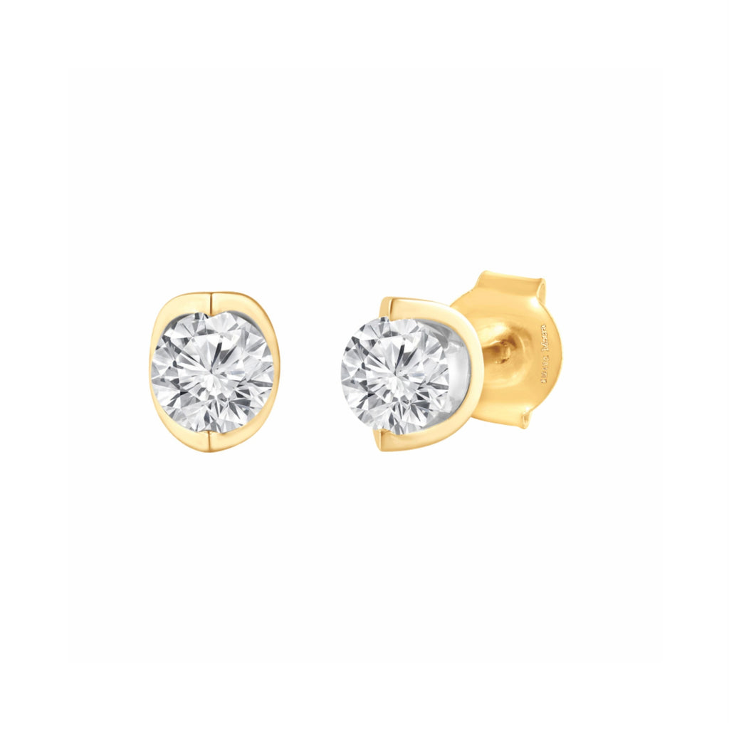 Meera Bezel Look 1/2ct Laboratory Grown Solitaire Diamond Earrings in ...