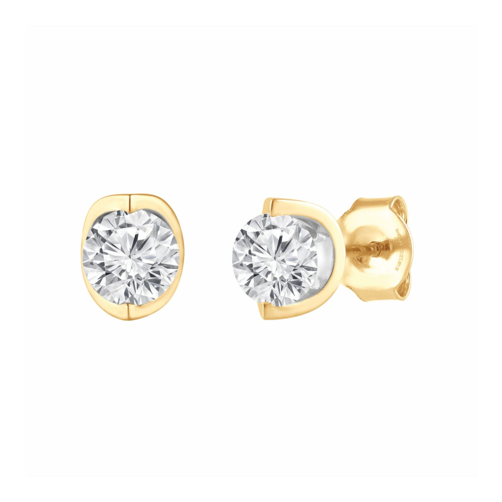 Meera Bezel Look 1.00ct Laboratory Grown Solitaire Diamond Earrings in ...