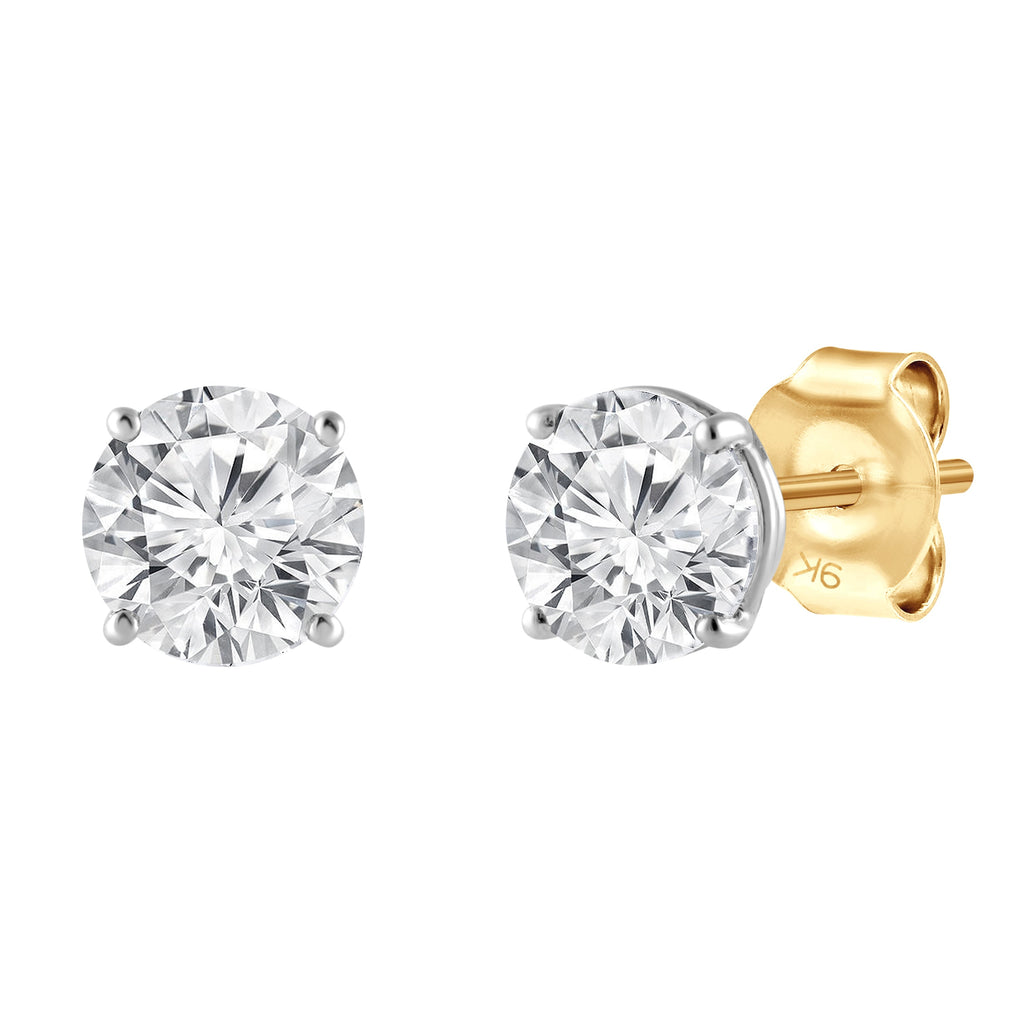 Meera 1.00ct Solitaire Laboratory Grown Diamond Earrings in 9ct Yellow ...