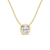 Meera Bezel 1/2ct Laboratory Grown Solitaire Diamond Necklace in 9ct Yellow Gold Necklaces Bevilles 