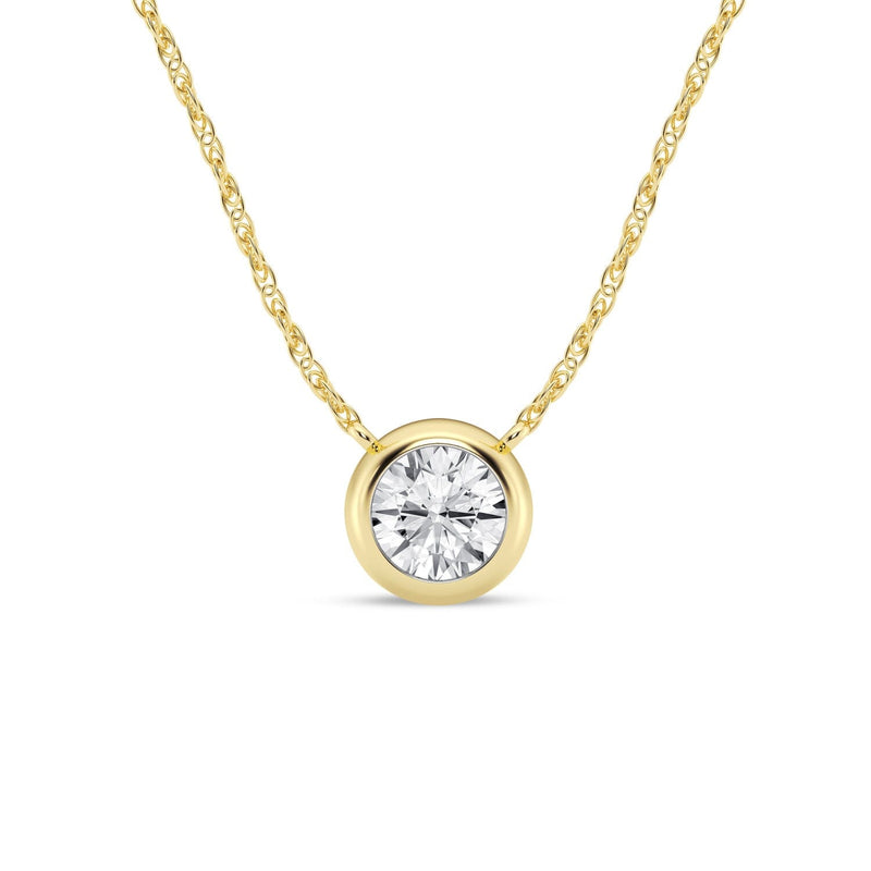 Meera Bezel 1/2ct Laboratory Grown Solitaire Diamond Necklace in 9ct Yellow Gold Necklaces Bevilles 