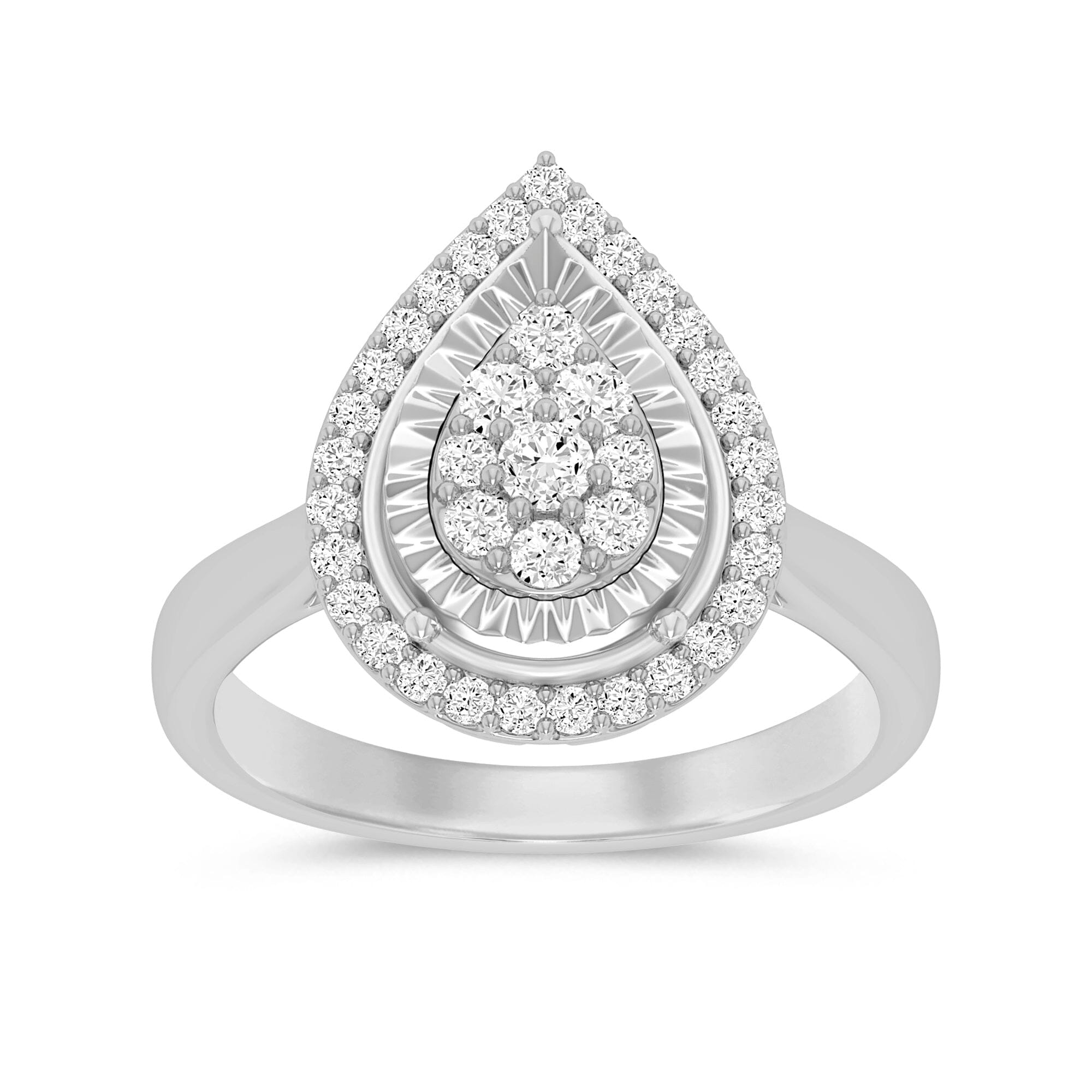 Meera Pear Halo Ring with 1/2ct of Laboratory Grown Diamonds in 9ct White Gold Rings Bevilles 