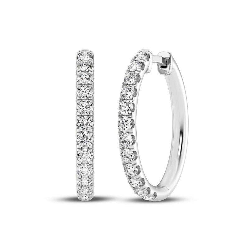 Meera Hoop Earrings with 1.00ct of Laboratory Grown Diamonds in 9ct White Gold Earrings Bevilles 