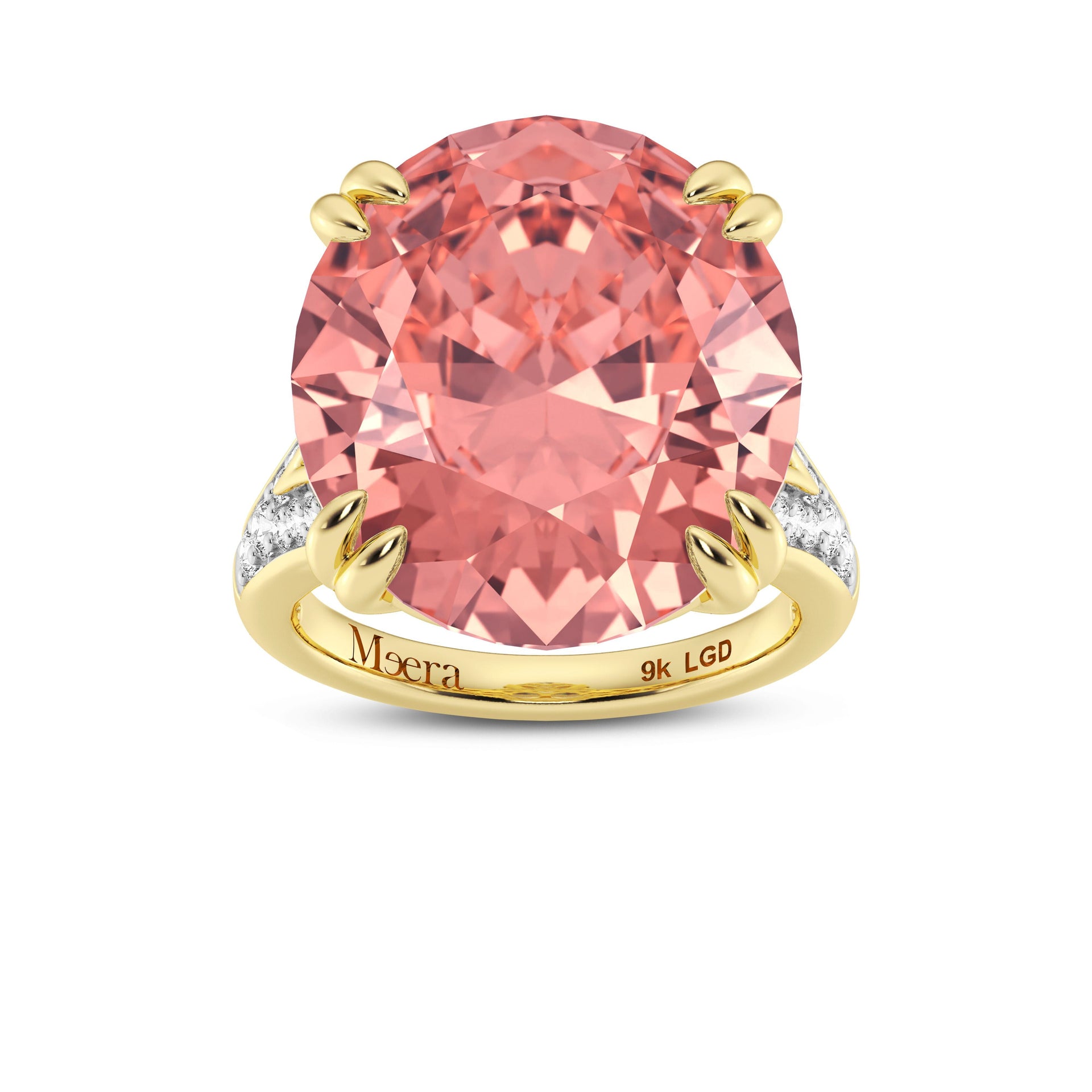 Meera Laboratory Grown Padparadscha Ring with 0.60ct of Laboratory Gro ...