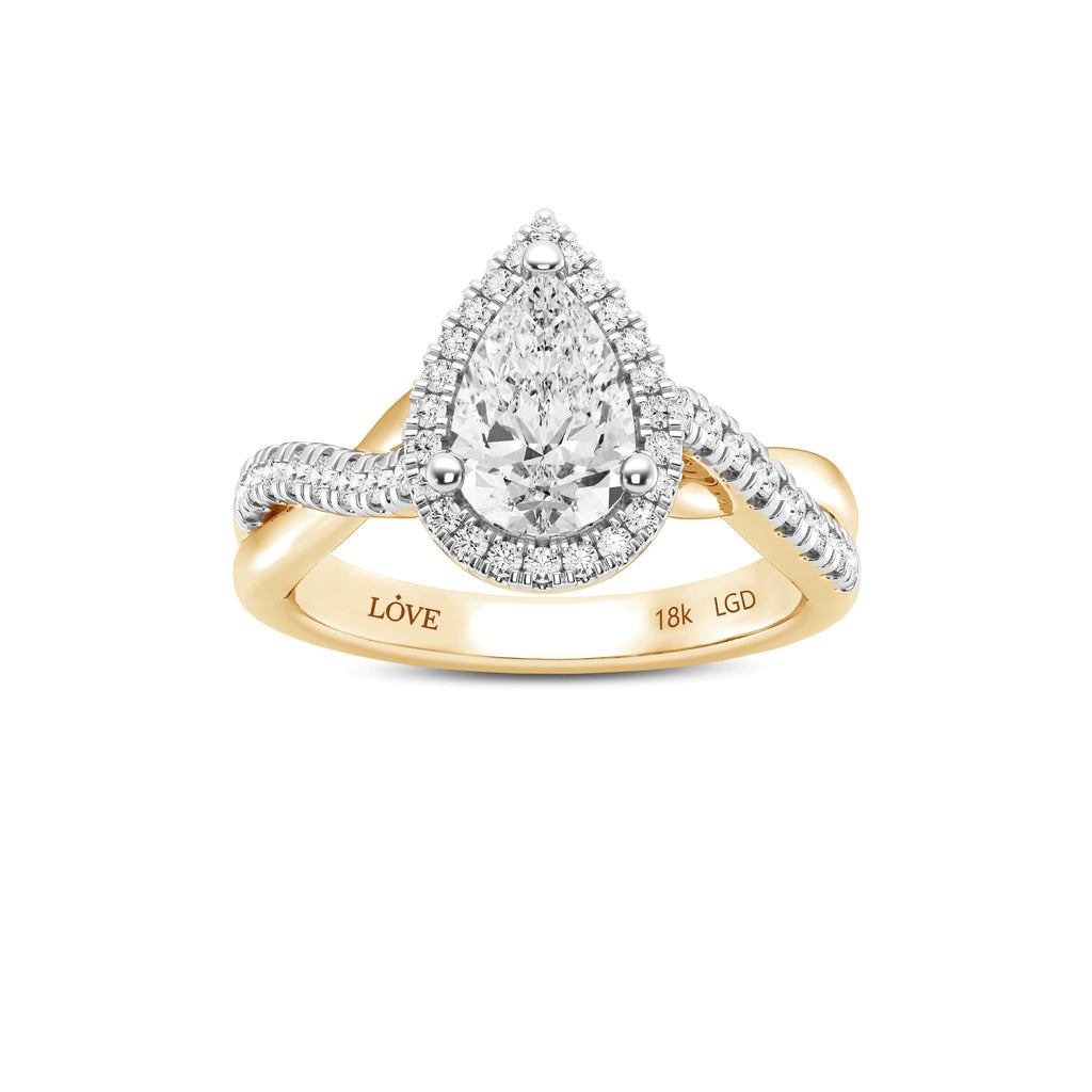 Love by Michelle Beville Pear Solitaire Ring with 1.35ct of Laboratory ...