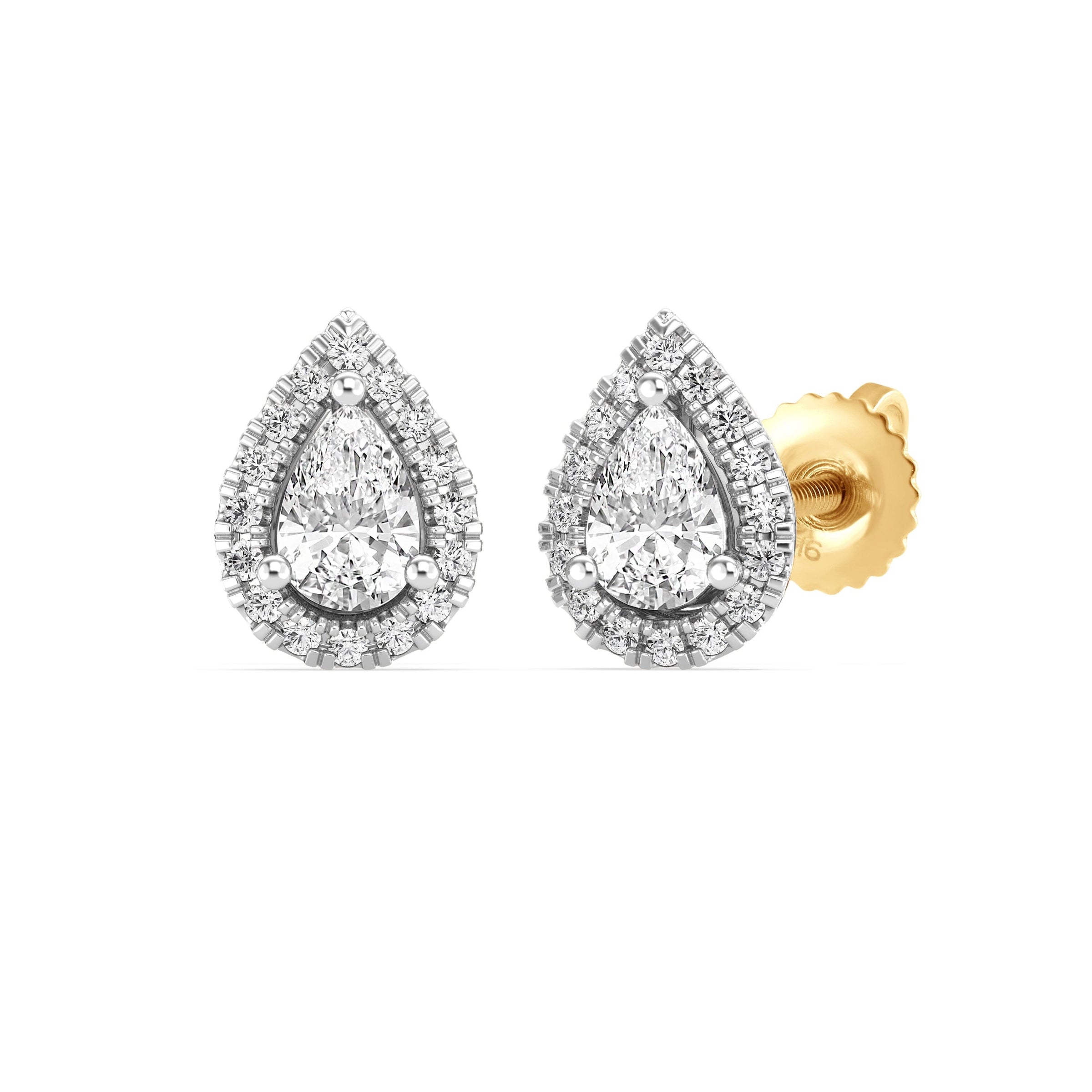 Love by Michelle Beville Pear Halo Earrings with 0.65ct of Laboratory ...