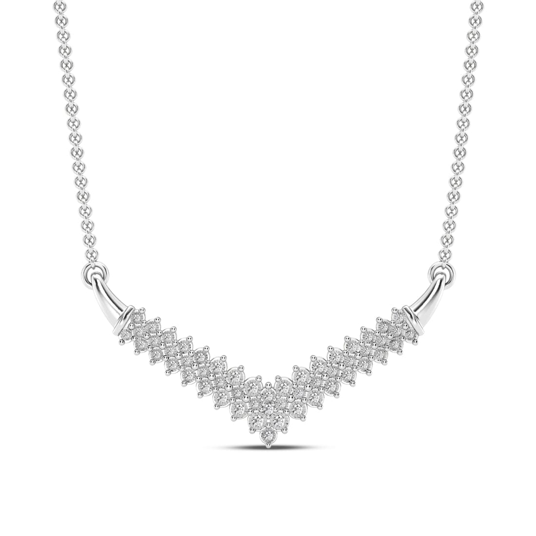 3 Row V Shape Necklace with 1/2ct of Diamonds in Sterling Silver Necklaces Bevilles 