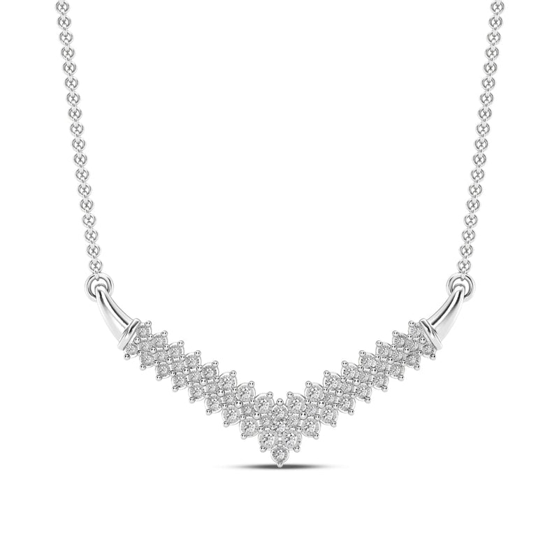 3 Row V Shape Necklace with 1/2ct of Diamonds in Sterling Silver Necklaces Bevilles 