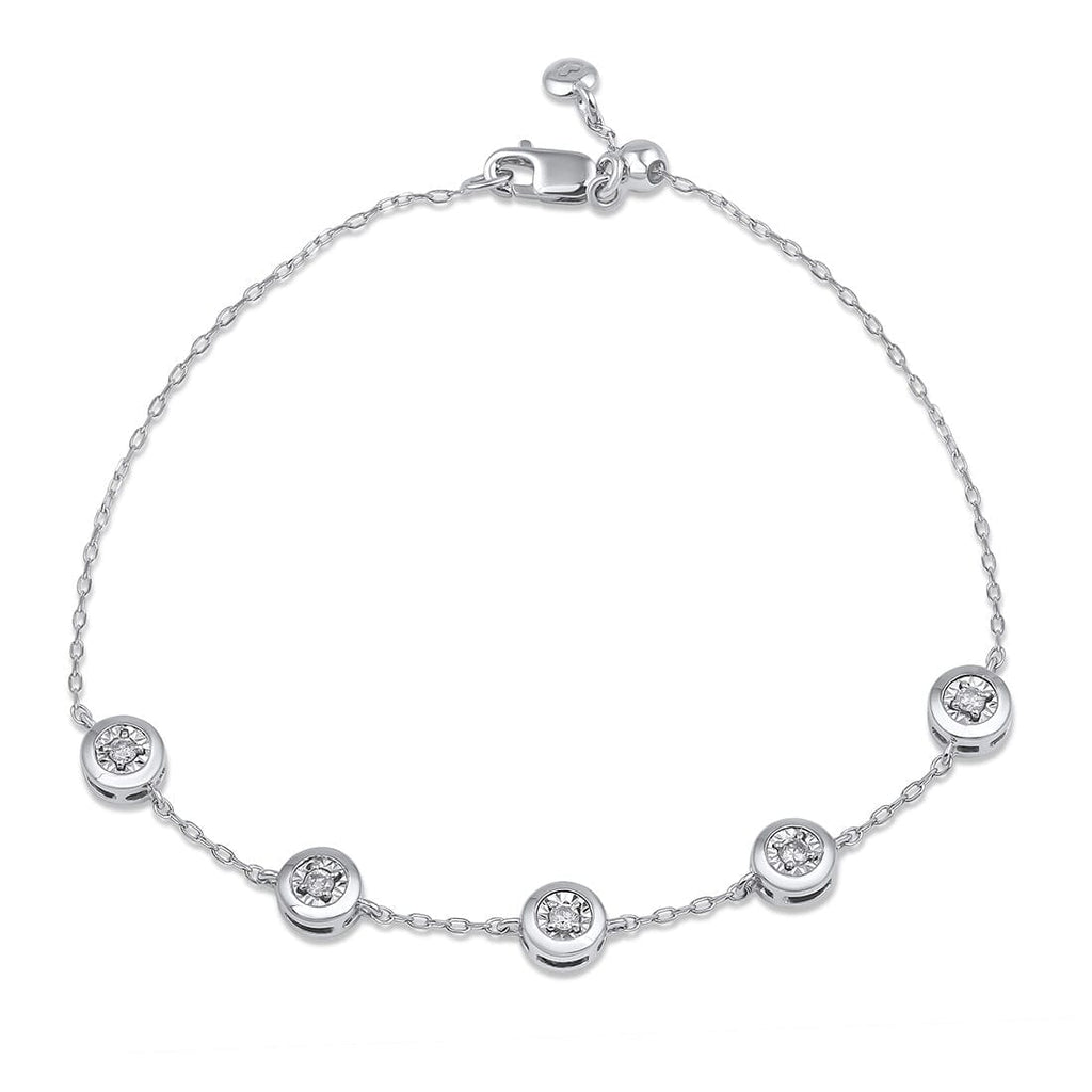 5 Station Bracelet with 0.10ct of Diamonds in Sterling Silver ...