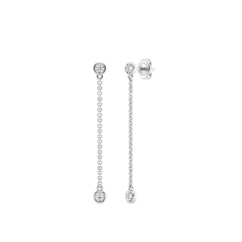 Mirage Drop Earrings with 0.10ct of Laboratory Grown Diamonds in Sterling Silver and Platinum Earrings Bevilles 